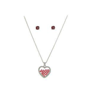 The Skyline Collection January Birthstone Red Garnet Heart Jewelry Set